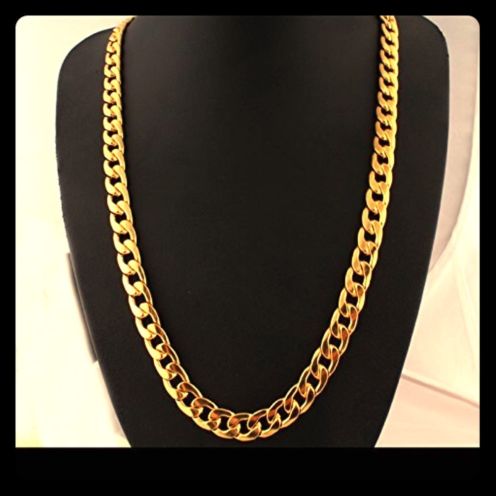 18K Gold Plated Men Chain Necklace Figaro 10mm